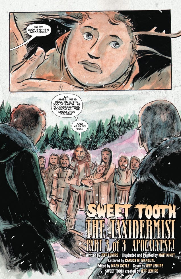 Read an exclusive sneak peek of Vertigo's post-apocalyptic manimal comic, Sweet Tooth!