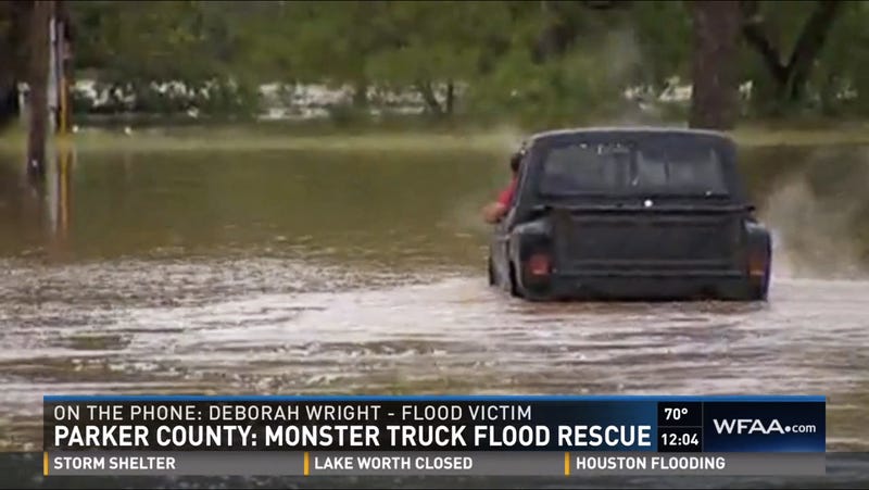 Monster Truck Makes Perfect 'Redneck Rescue' Through Texas Floods