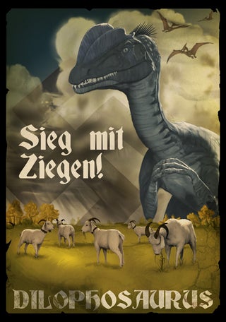 Propaganda posters urge you to keep calm and shoot Nazi dinosaurs