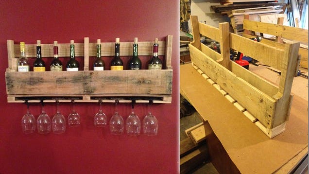 Build This Pallet Wine Rack to Store Your Favorite Bottles and Glasses