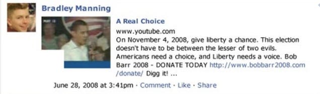 Bradley Manning's Lost Facebook Page