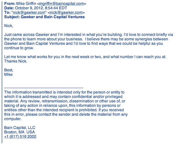 Bain Capital Wants a Piece of Gawker