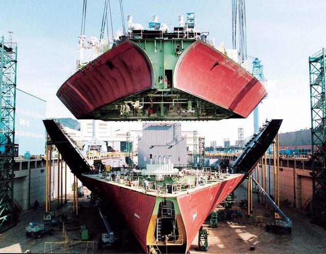 Amazing photo of a giant bow hanging over a giant ship