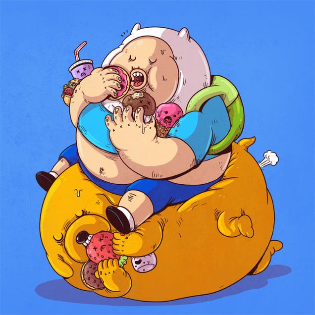 Morbidly obese versions of iconic pop culture characters by Alex Solis