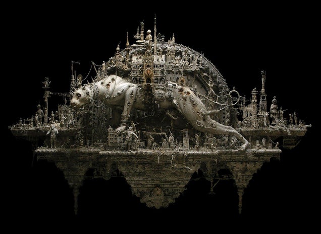 Kris Kuksi's Beautiful Art is Made From the Bones of Dead Model Kits