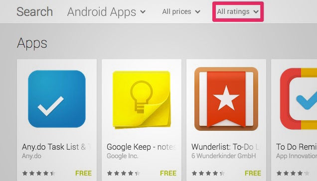 Google Play Now Lets You Filter Search Results by Rating
