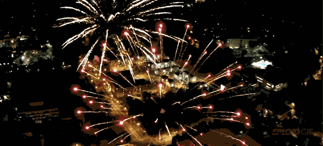 Fireworks in reverse look even cooler from a drone
