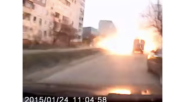 Dashcam Video Appears to Show Terrifying Rocket Attack in Mariupol