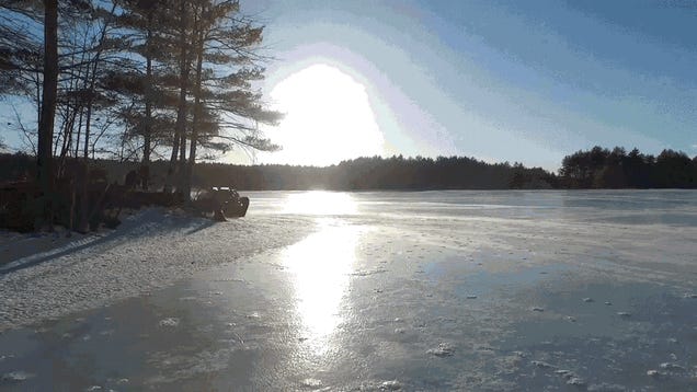 Here's A Tank Drifting Across A Frozen Lake