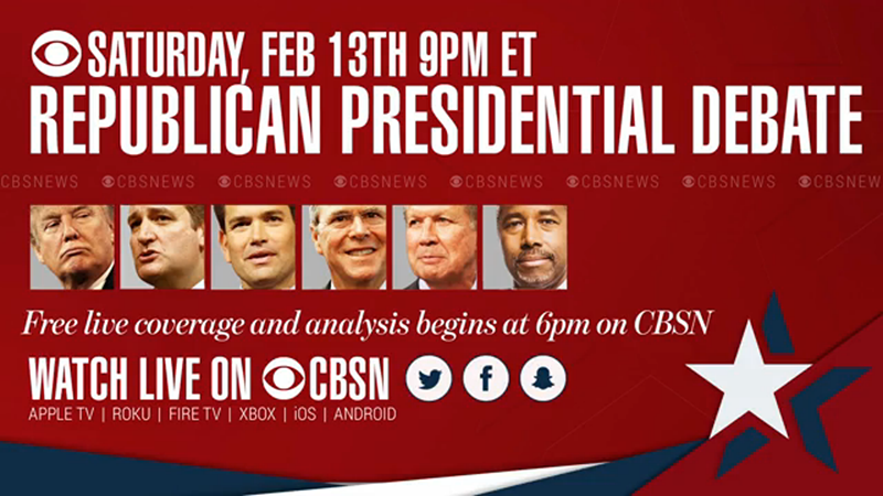 How to Stream Tonight's CBS Republican Debate Online, No Cable Required
