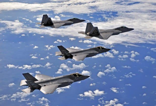 Cool photos of F-22s and F-35s flying together for the first time