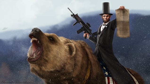 Teddy Roosevelt murdering Sasquatch and FDR's mecha: the most insane presidential portraits you've ever seen