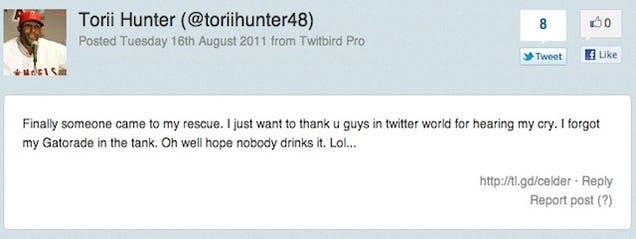 Torii Hunter Gets Trapped In An Oxygen Chamber, Pisses In a Bottle, Tweets