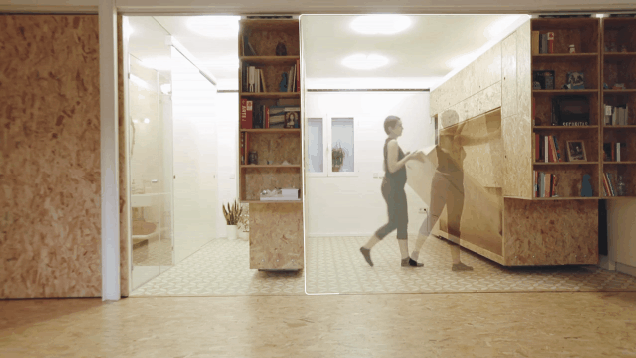 This Tiny Home Uses Sliding Walls to Transform One Room Into Four
