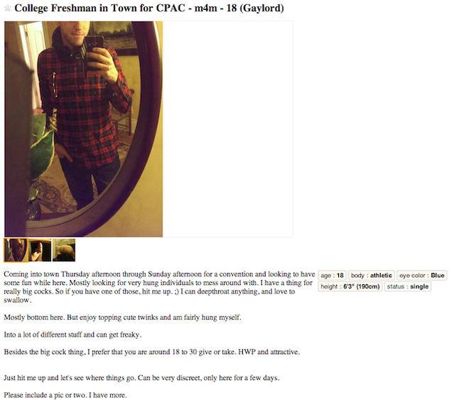 Cpac Gay Casual Encounters Craigslist Ads Are Too Perfect To Be True