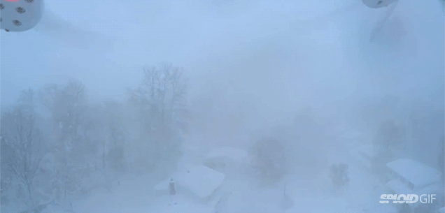 Drone video shows the snow wall storm from the inside