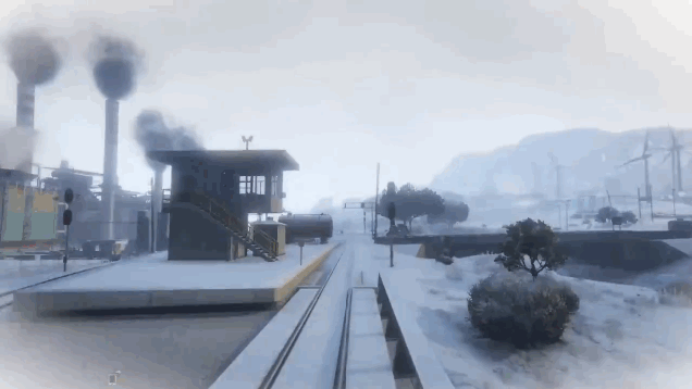 A Snow Day in GTA V's Fake Los Angeles