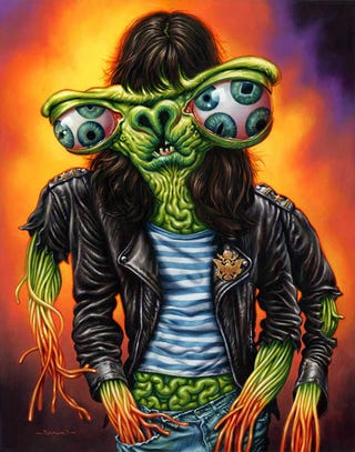 The Monsters of Rock, painted as literal monsters