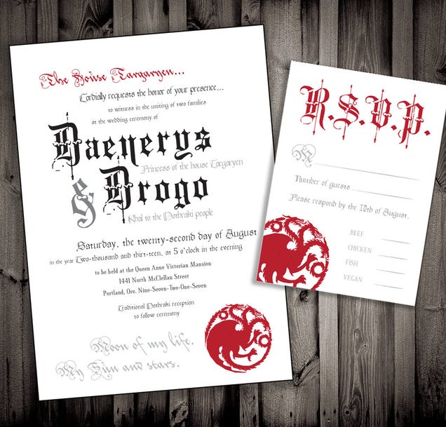 Game of Thrones Wedding Invites Promise a Day They'll Never Forget