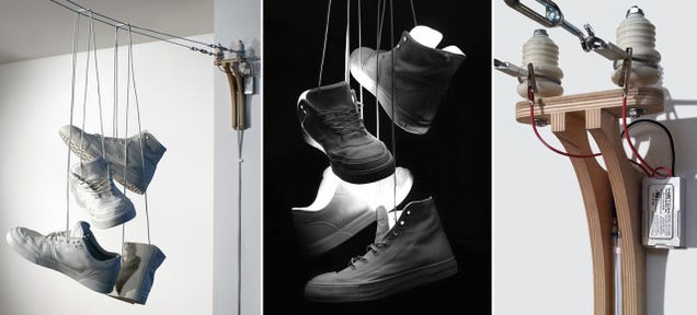 A Lamp That Looks Exactly Like Sneakers Tossed Over Power Lines