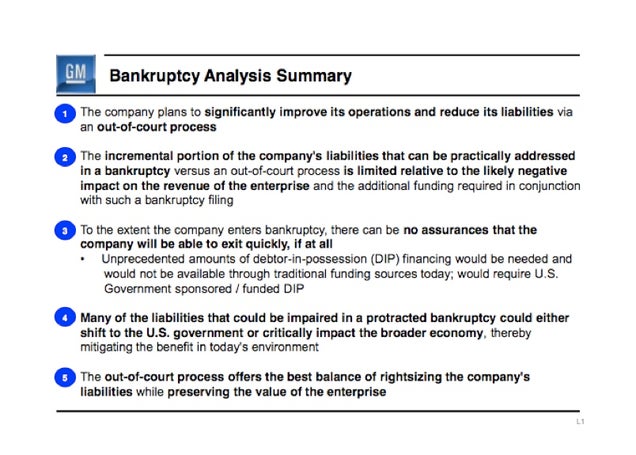 Why GM Doesn't Want Bankruptcy