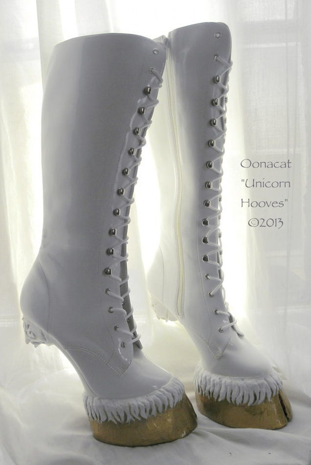 Unicorn hoof boots to sexually excite the fantasy horse fetishist in us all