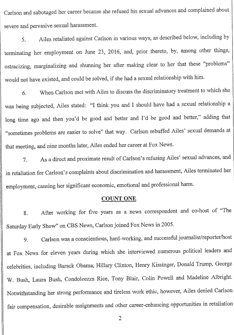Here Is Gretchen Carlson’s Sexual Harassment Complaint Against Roger Ailes