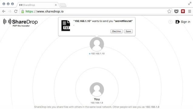 ShareDrop Shares Files Between Devices from Your Browser