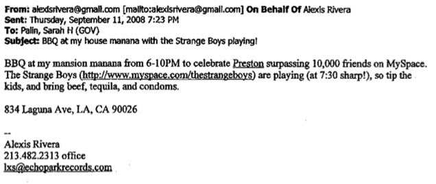 'Bring Beef, Tequila, and Condoms': The Sarah Palin E-Mails So Far