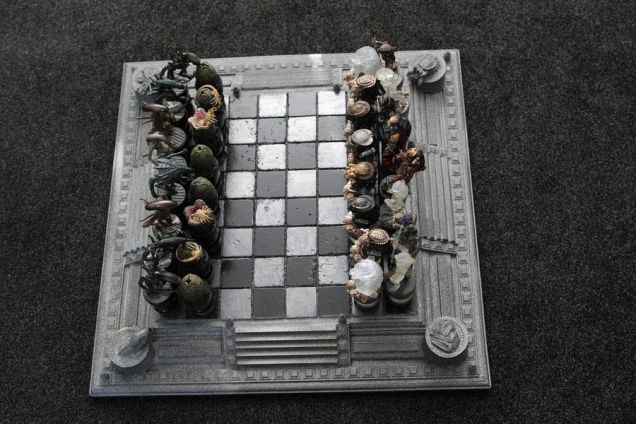 This Alien versus Predator chessboard was built for chessboxing