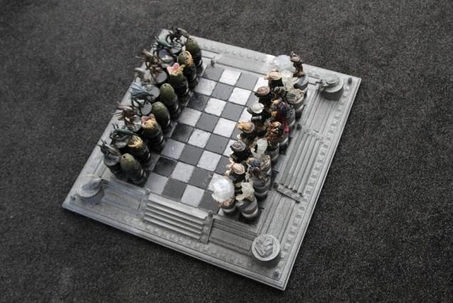 This Alien versus Predator chessboard was built for chessboxing