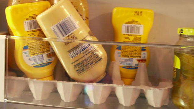 Keep Your Fridge Clean from Condiment Spills with an Egg Carton