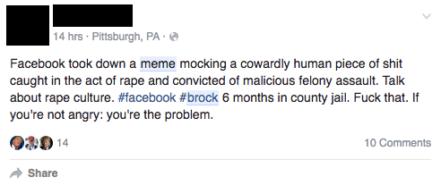 Facebook Removed a Stanford Rapist Meme and Users Are Pissed
