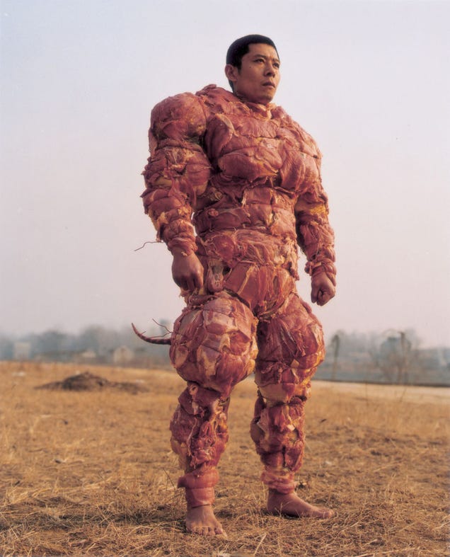 Suit of meat armor offers +5 protection against vegetarians
