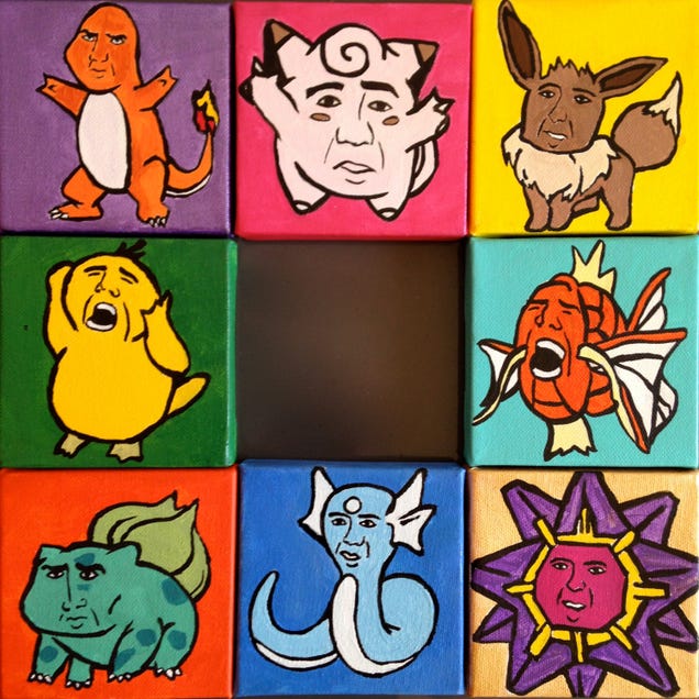 Artist Paints Nic Cage As Various Pokémon—It's As Weird As You'd Expect