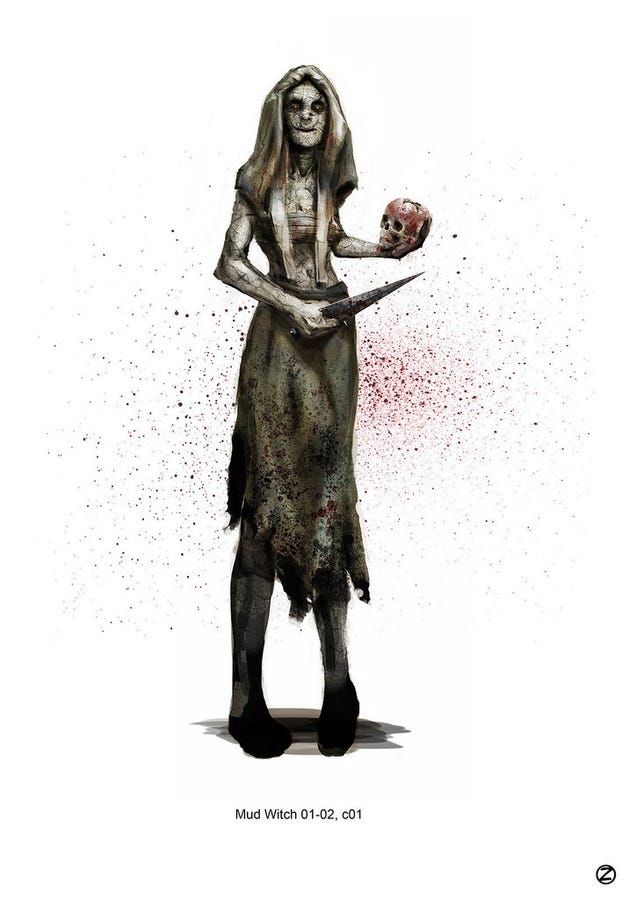 The grotesque witch concept art from Hansel & Gretel will probably turn you on