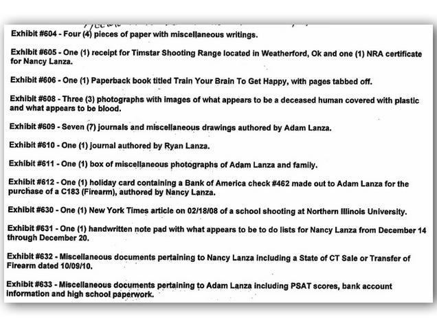 An X-Mas Card with a Check for a Gun and 1,000 Rounds of Ammo Among Objects Confiscated from Sandy Hook Shooter's Home