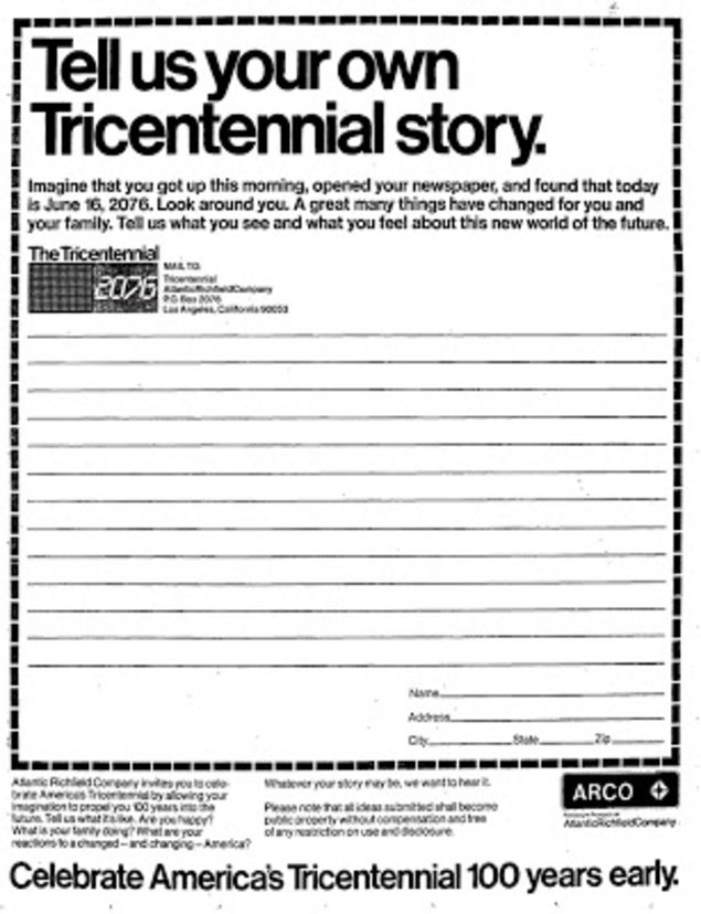 Tell us your own Tricentennial story (1976)