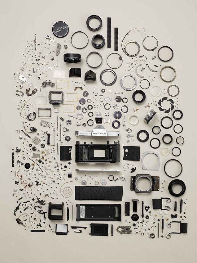 A Pentax Camera Beautifully Exploded