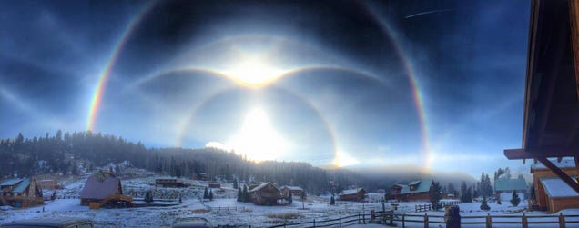 This alien combination of solar phenomena is a real Earth sunrise