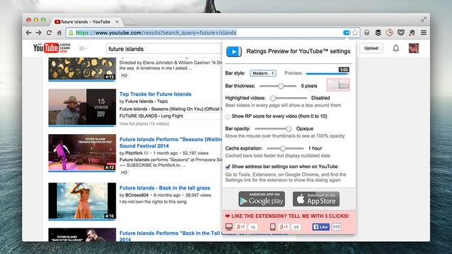 Use Ratings Preview For Smarter YouTube Browsing