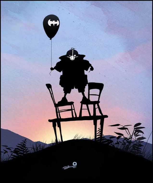 Beautiful superhero silhouettes show comic book characters at recess