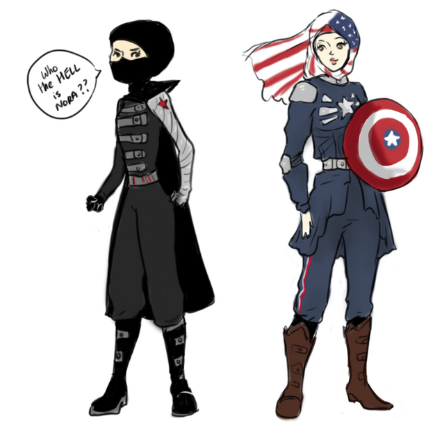 Hijab-Wearing Lady Draws Herself As Different Marvel Superheroes