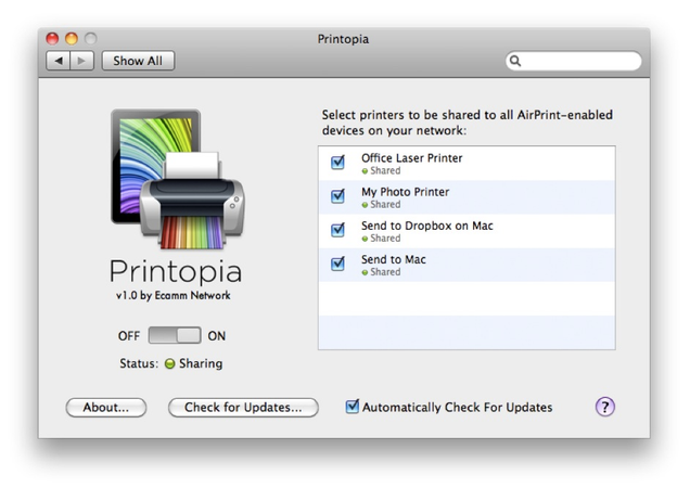 printopia 3 looking for printer