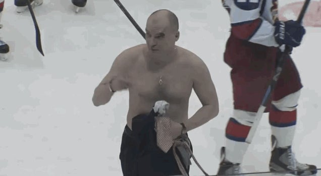 Russian Hockey Brawl Leaves Coach Shirtless And Triumphant