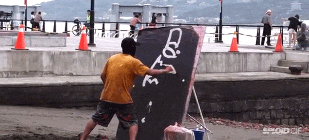 Artist speed paints a painting you can't see until the very last second