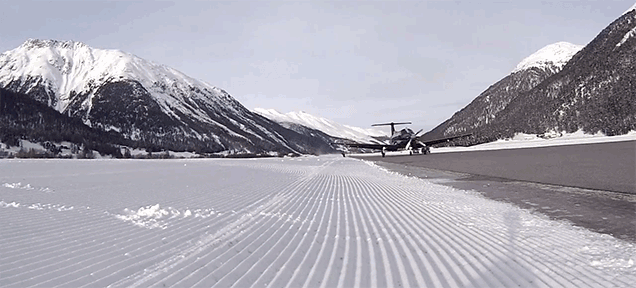 What It's Like To Snowboard Behind An Airplane At Take-Off Speed