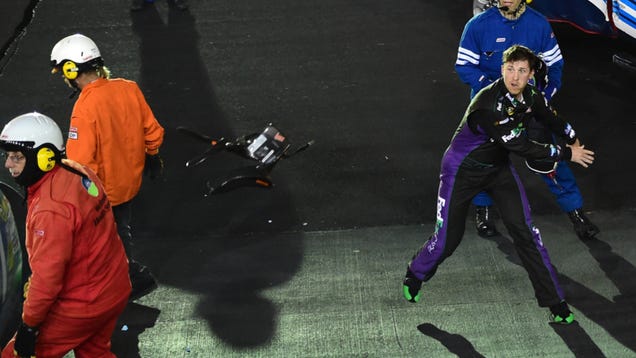 NASCAR Driver Doesn't Wait Two Weeks To Start Chucking Stuff On Track