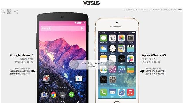 Versus Compares Tech Side by Side