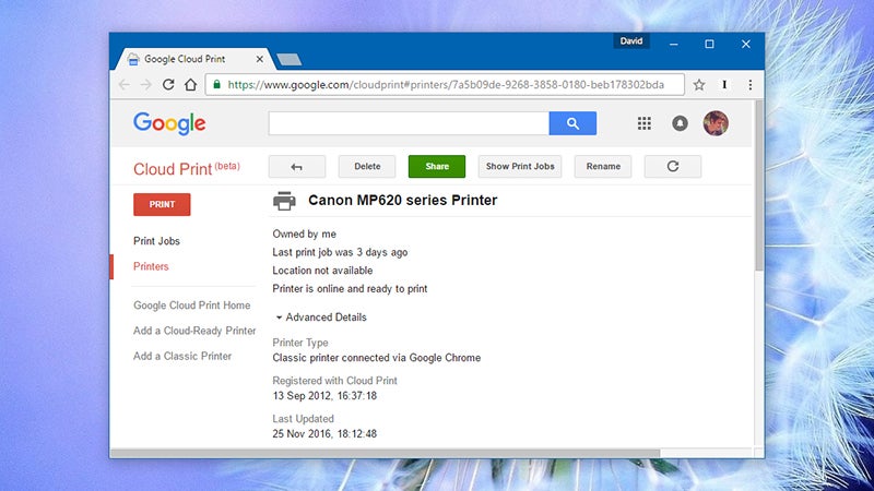 Click Manage Next To Any Of The Printers Listed Upload New Print Jobs Rename Or Remove Share A Printer